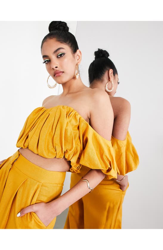 ASOS DESIGN EDITION OFF THE SHOULDER CROP TOP