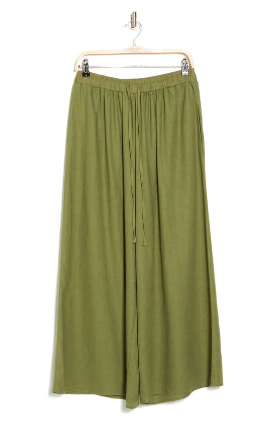Vince Camuto Linen Blend Cropped Pants In Loden Green-366