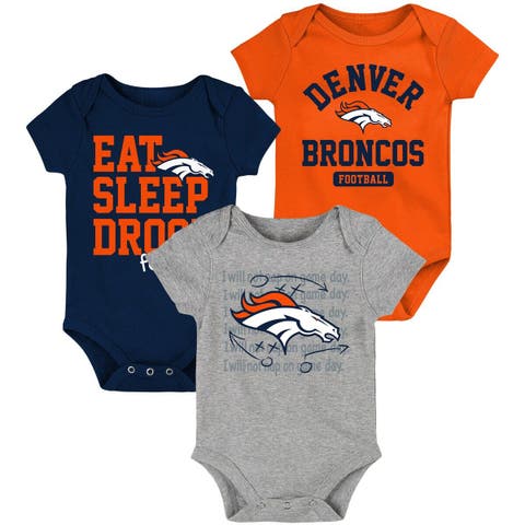 Newborn & Infant Orange/Navy Denver Broncos Eat Sleep Drool Football Three-Piece Bodysuit Set