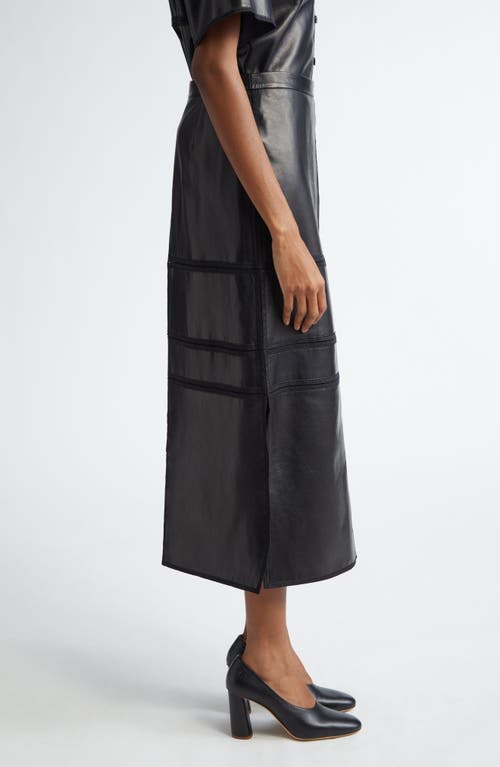 Shop Lafayette 148 New York Block Panel Lambskin Leather Skirt In Black