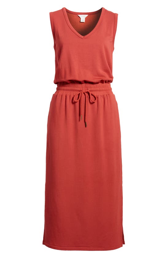 Shop Caslon V-neck Knit Midi Dress In Rust Spice