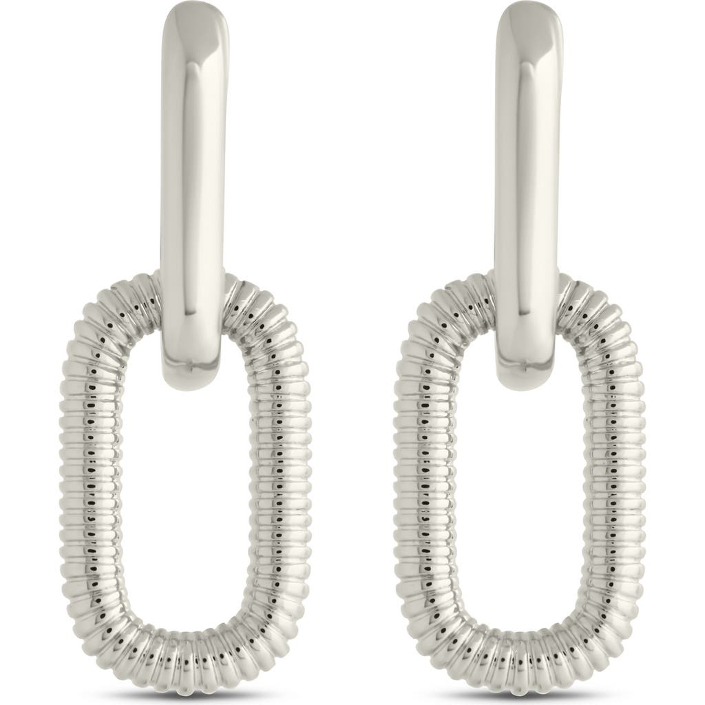 Sterling Forever Felicity Textured Chain Link Drop Earrings In Silver