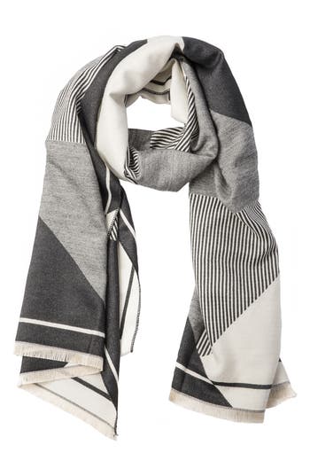 Saachi Mosaic Reversible Scarf In Black/grey/cream