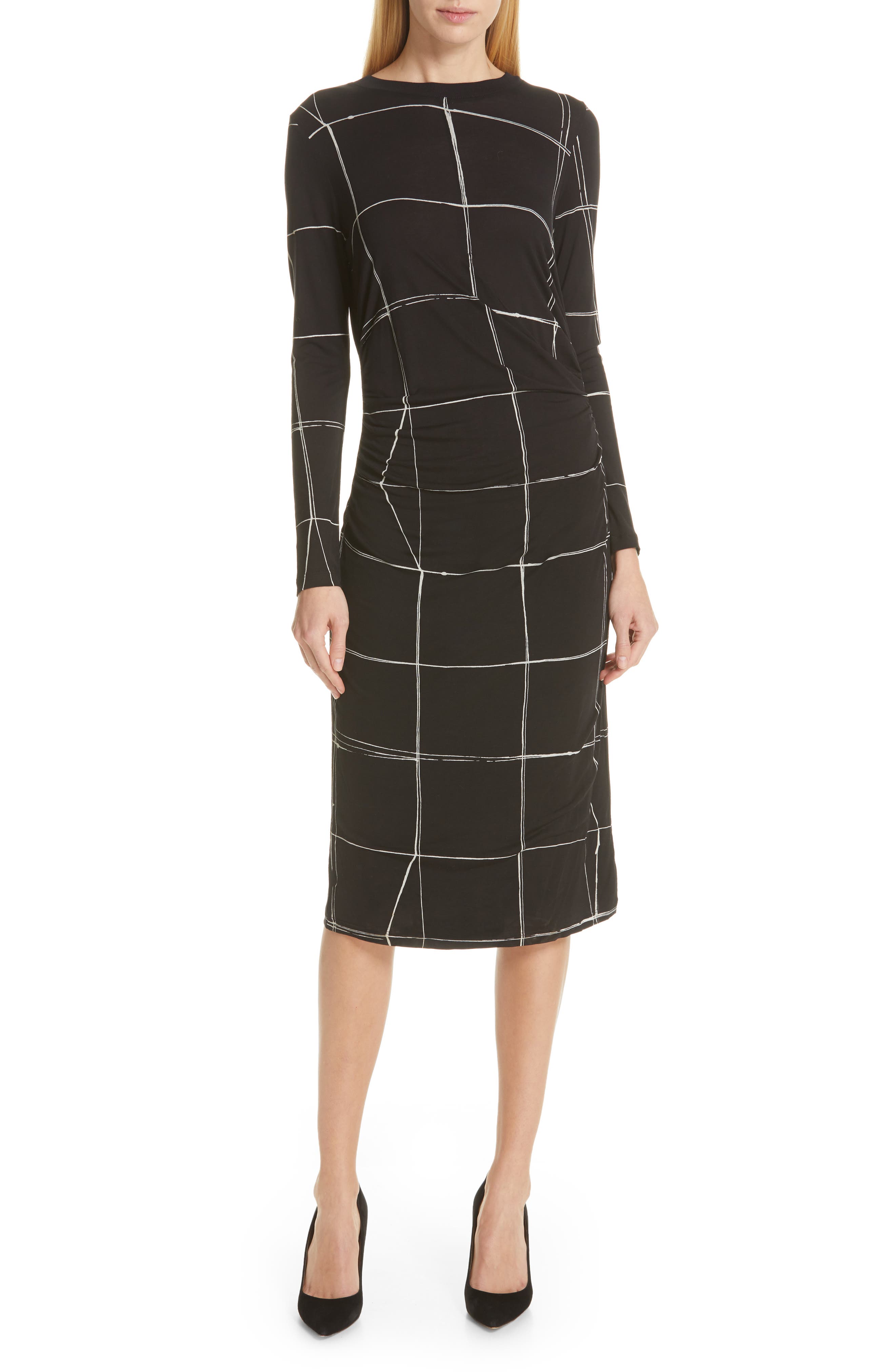 Boss Esetta Windowpane Sheath Dress, Black
