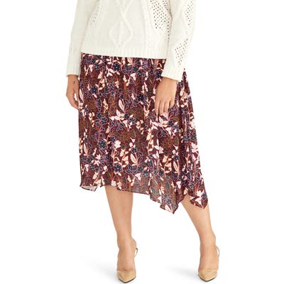 Plus Size Rachel Rachel Roy Eden Floral Handkerchief Hem Skirt, Red