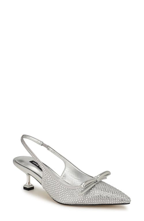 Nine West Wunder Slingback Pointed Toe Kitten Heel Pump In Metallic