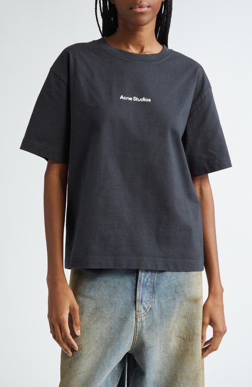 Acne Studios Cropped Length Logo T-shirt In Black