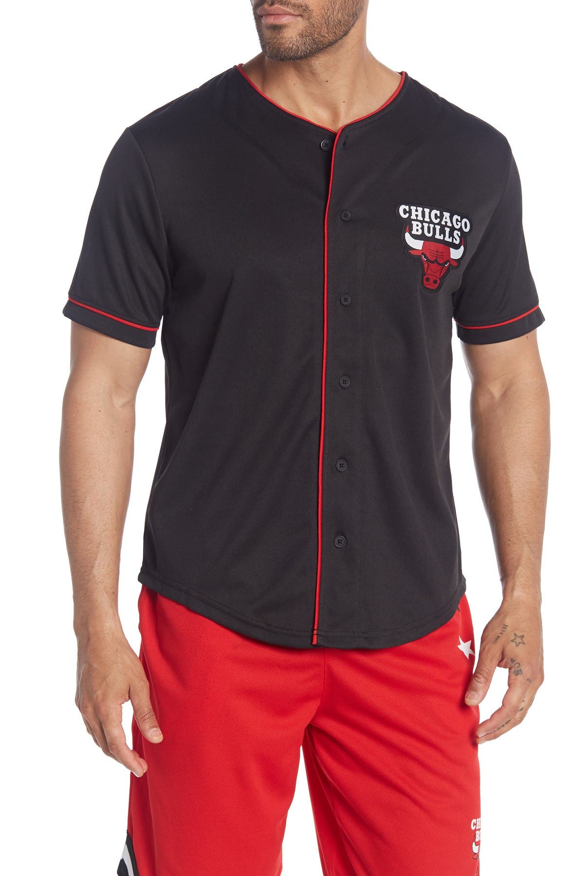 red chicago bulls baseball jersey