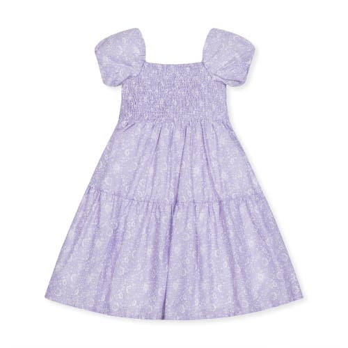 Hope & Henry Girls' Short Bubble Sleeve Smocked Dress, Kids In Lavender Field Floral