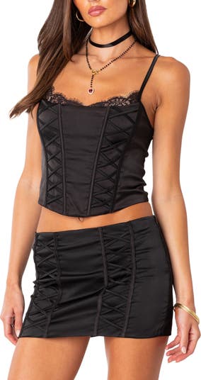 Bella High Rise Lace Up Corset Skirt
