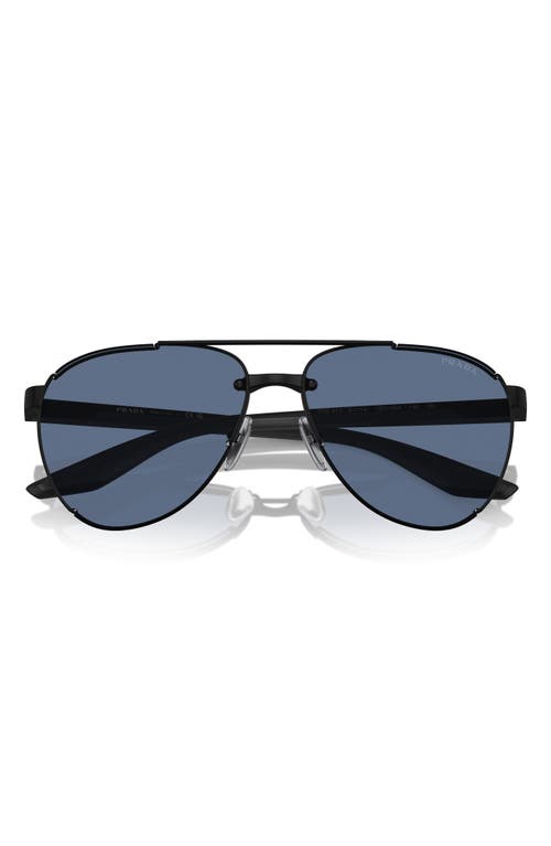 61mm Pilot Sunglasses in Black Blue