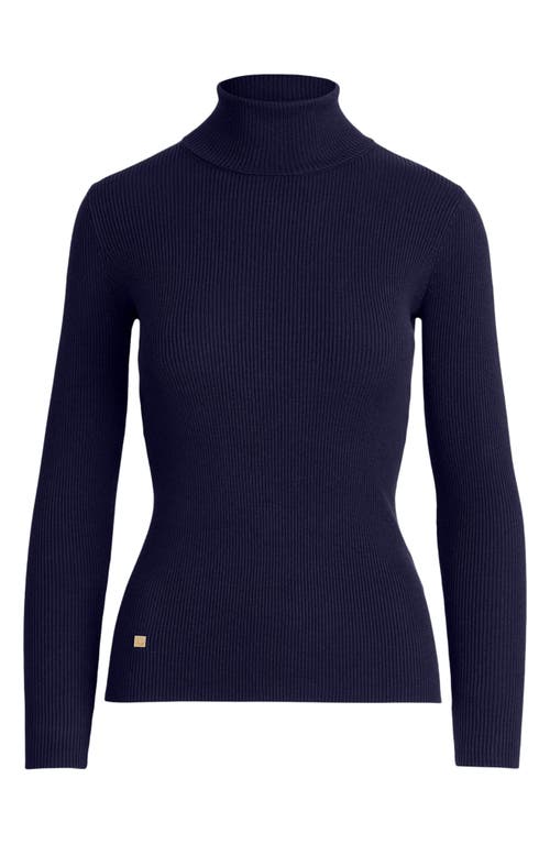 Ralph Lauren Lauren Ribbed Turtleneck Sweater In Lauren Navy