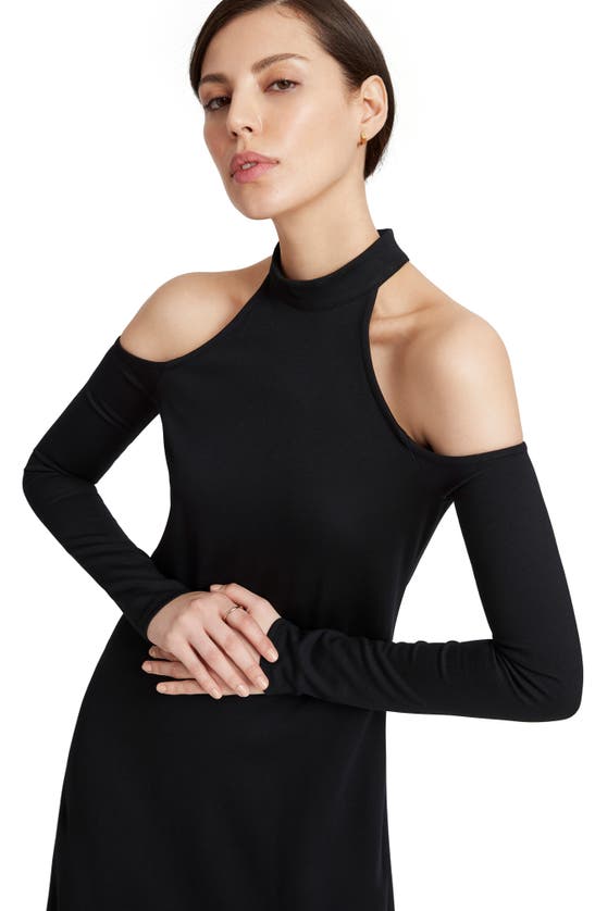 Marcella Kalene Cold Shoulder Long Sleeve High-low Maxi Dress In Black