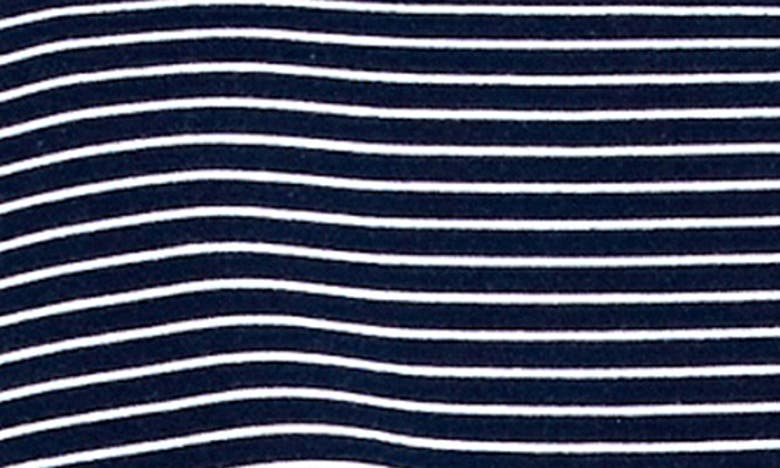 Shop English Factory Stripe Puff Sleeve French Terry Top In Navy/ White