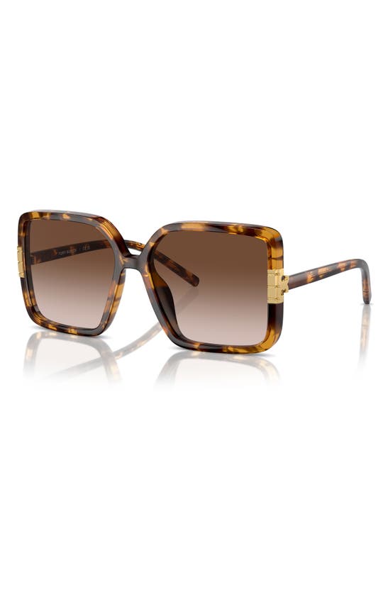 Shop Tory Burch 57mm Gradient Square Sunglasses In Tortoise