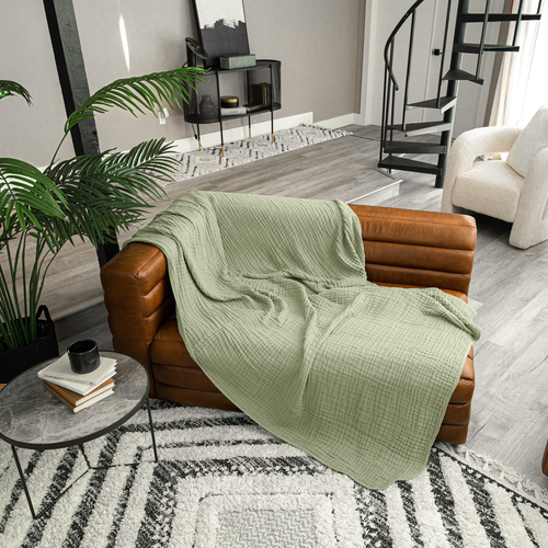 Comfy Cubs Adult Muslin Blanket In Sage