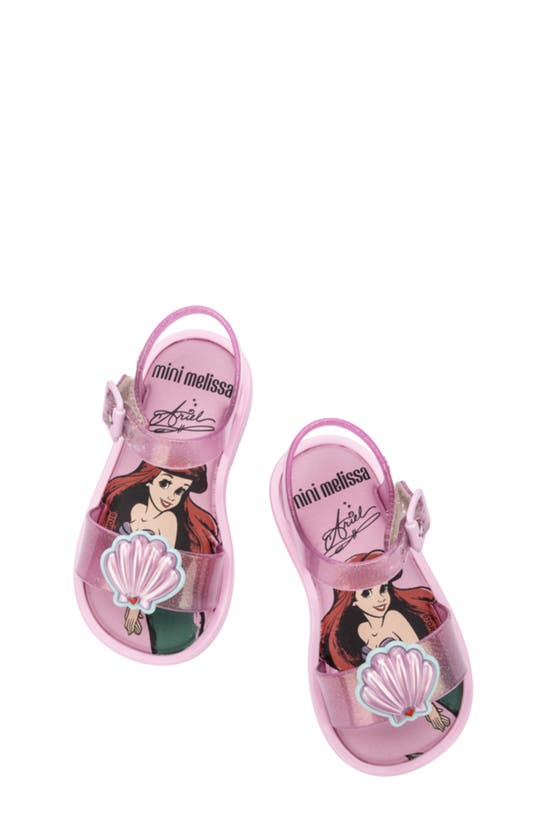 Mini Melissa X Disney Water Resistant Jelly Sandal In Pink Glitt