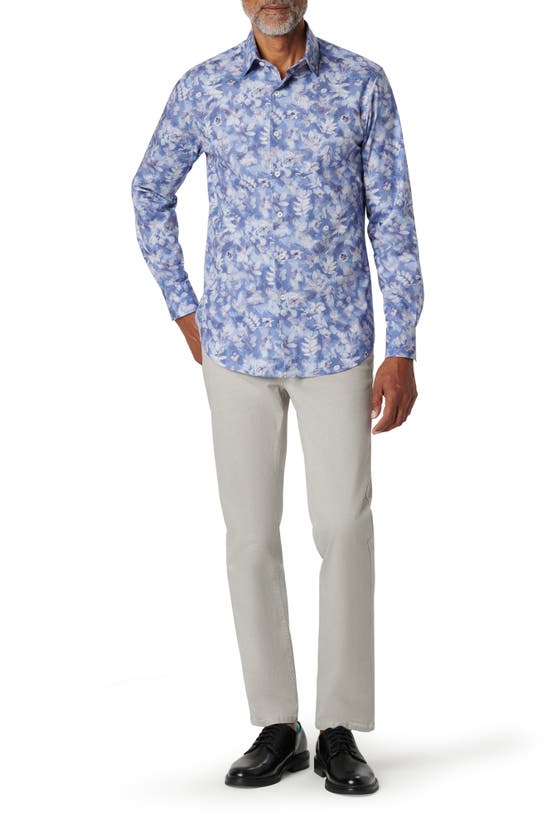 Shop Bugatchi Julian Shaped Fit Floral Stretch Cotton Button-up Shirt In Air Blue