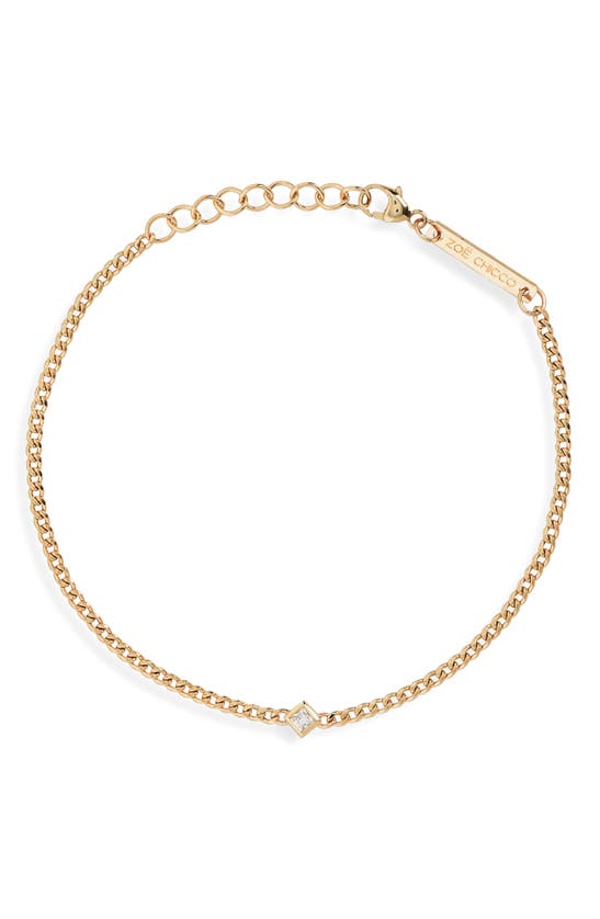 Shop Zoë Chicco Diamond Pendant Bracelet In Yellow Gold