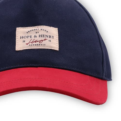 Shop Hope & Henry Boys' Authentic Ball Cap With Logo, Kids In Navy And Red