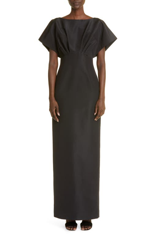 Carolina Herrera Fan Bodice Silk Column Gown Black at Nordstrom,