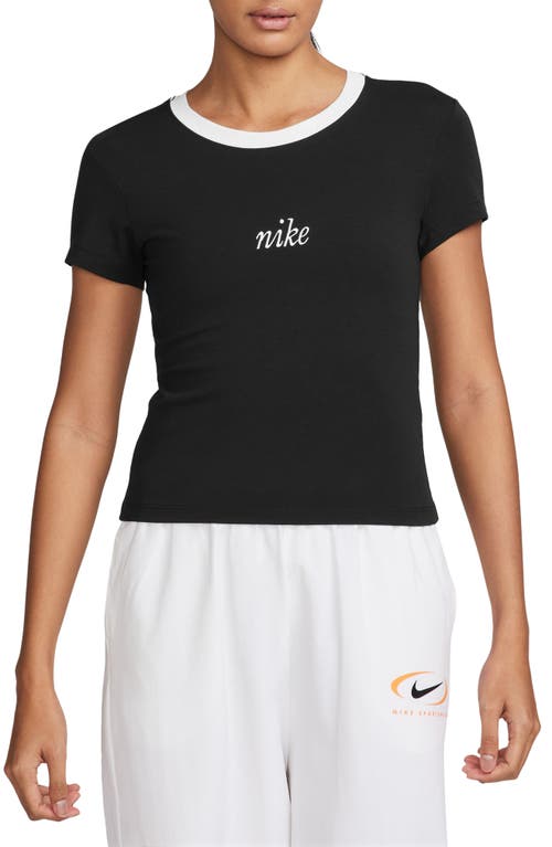 Shop Nike Sportswear Chill Logo Embroidered T-shirt In Black/white