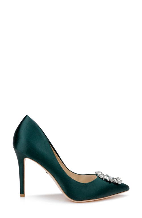 Shop Badgley Mischka Collection Cher Crystal Embellished Pump In Green Satin