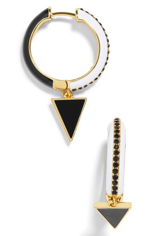 Carina Huggie Hoop Earrings in Black/Gold