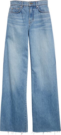 Veronica Beard Taylor High Waist Raw Hem Wide Leg Jeans | Nordstrom