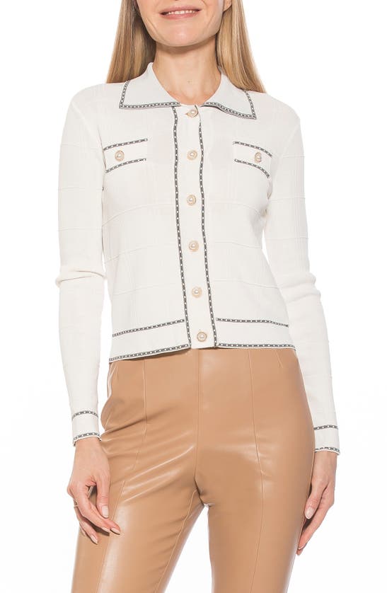 Alexia Admor Dani Imitation Pearl Button Front Sweater Top In Ivory