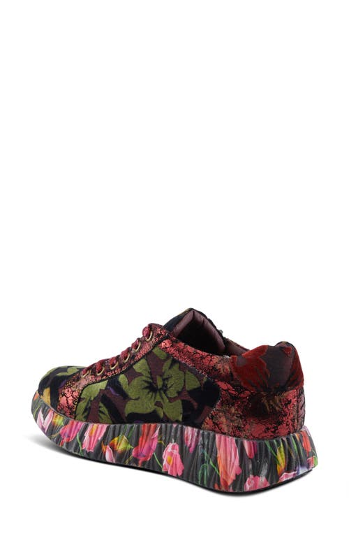 L'artiste By Spring Step Dallyn Floral Platform Sneaker In Bordeaux Multi