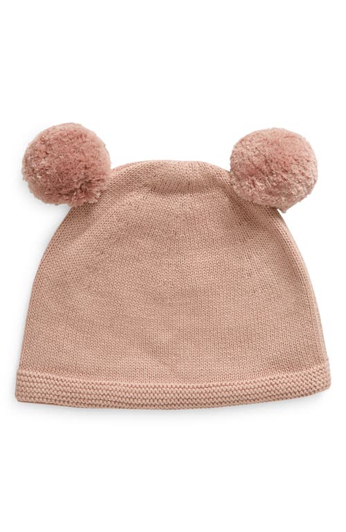 Pink Lemonade Double Pompom Organic Cotton Beanie In Pale Pink