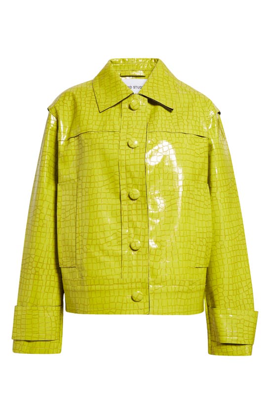 Shop Stand Studio Libertee Oversize Faux Leather Jacket In Yellow