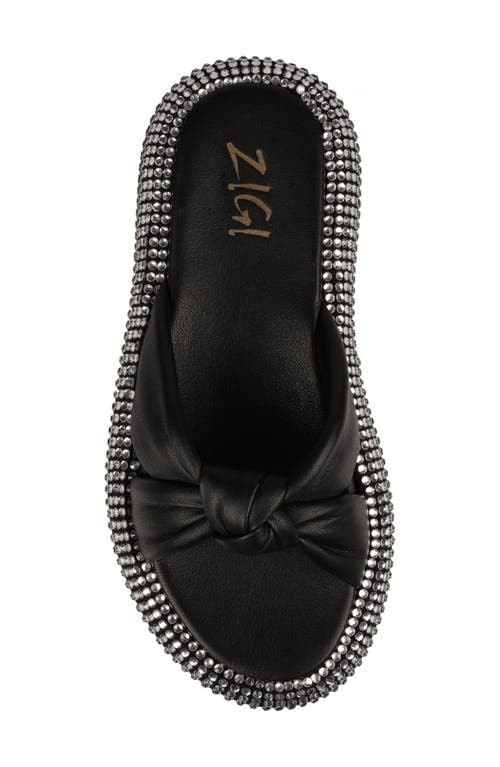 Zigi Sabella Rhinestone Platform Slide Sandal In Blk Leathe