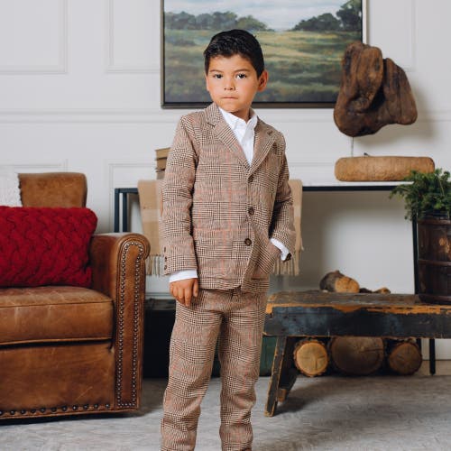 Shop Hope & Henry Boys' Fleece Suit Pant, Kids In Camel Glen Plaid