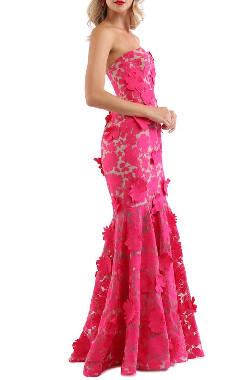 Shop Helsi Jessica Floral Strapless Mermaid Gown In Garden Pink