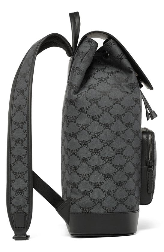 Shop Mcm Medium Lauretos Canvas Backpack In Dark Grey
