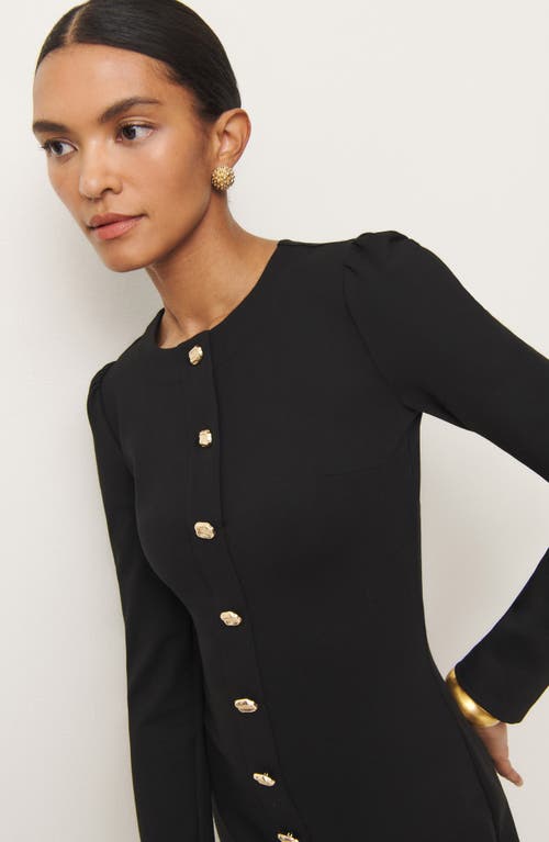 Reformation Micah Long Sleeve Knit Minidress In Black