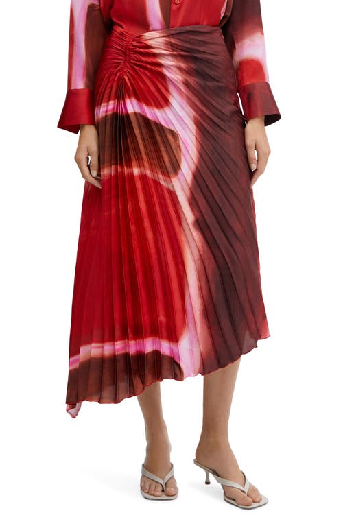 MANGO Rothko Print Asymmetric Midi Skirt Red at Nordstrom,