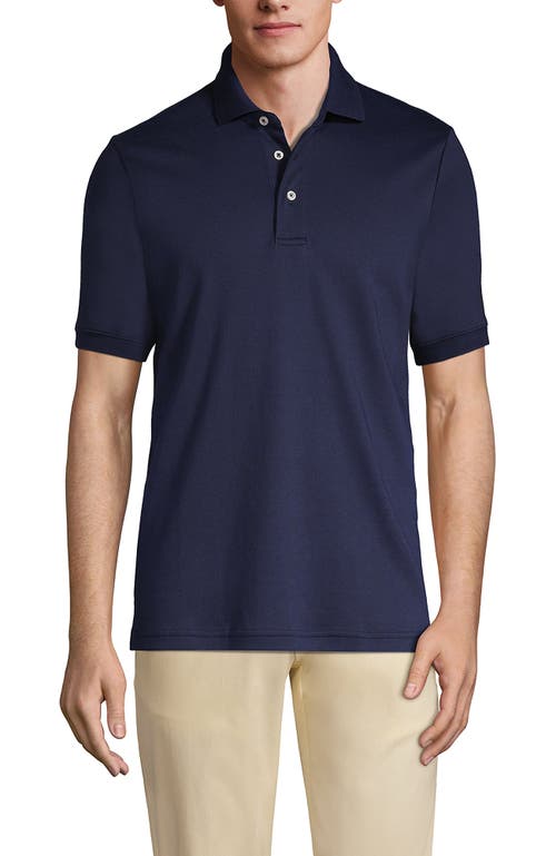 Shop Lands' End Short Sleeve Cotton Supima Polo Shirt In Radiant Navy