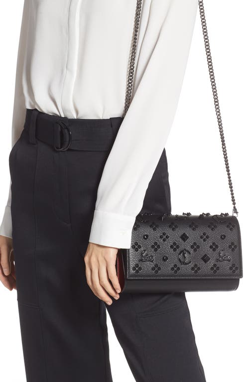 Christian Louboutin Paloma Black Leather Clutch In Black/ultra Black