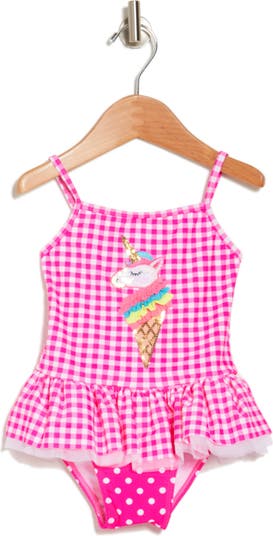 Flapdoodles Kids Uncicorn Ice Cream One Piece Swimsuit