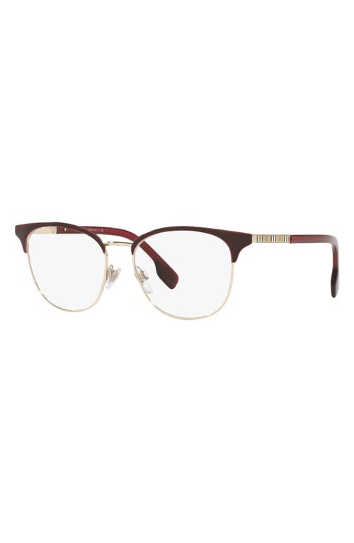 Shop Burberry Sophia 52mm Square Optical Glasses In Light Gold/burgundy