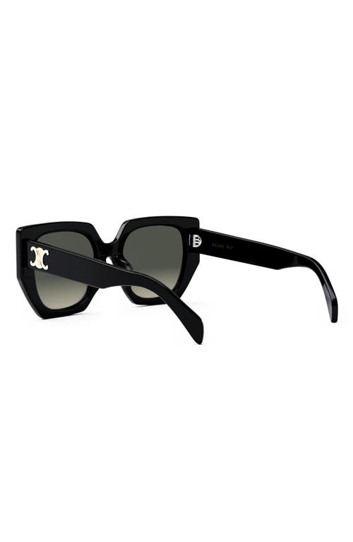 Shop Celine Triomphe 55mm Butterfly Sunglasses In Shiny Black/gradient Brown