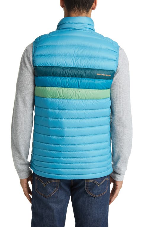 Cotopaxi Fuego Water Resistant 800 Fill Power Down Vest In Poolside Stripes