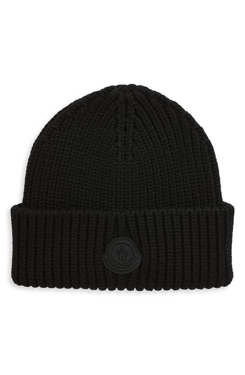 Moncler Berretto Ribbed Wool Beanie In Black