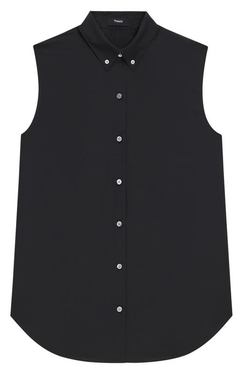 Shop Theory Oversize Sleeveless Button-down Shirt In Black - 001