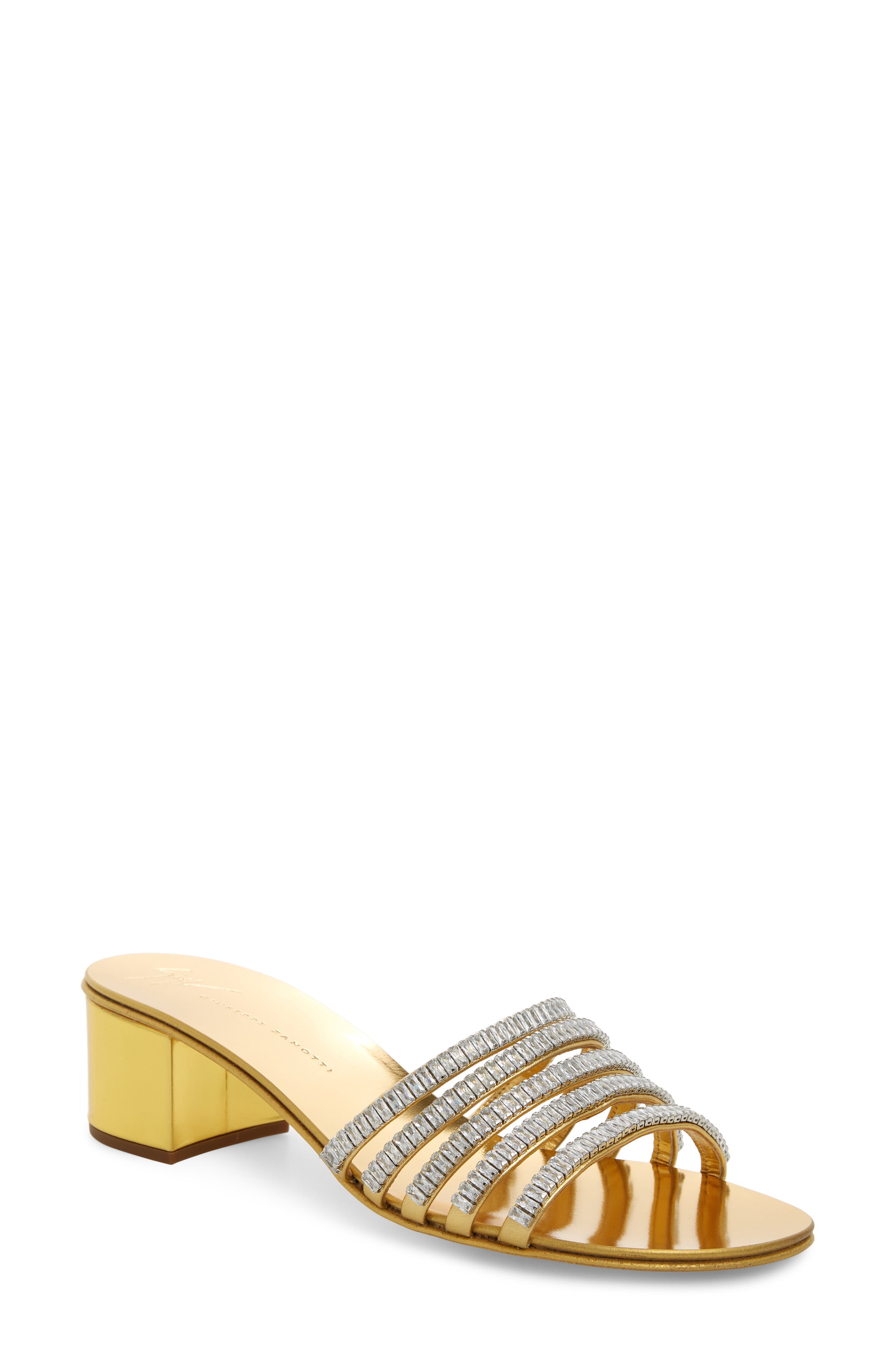 Giuseppe Zanotti Crystal Embellished Slide Sandal- Metallic