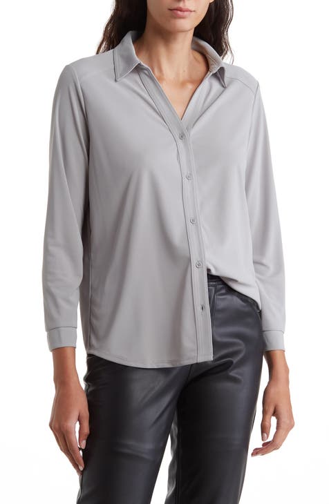 grey button up shirt womens