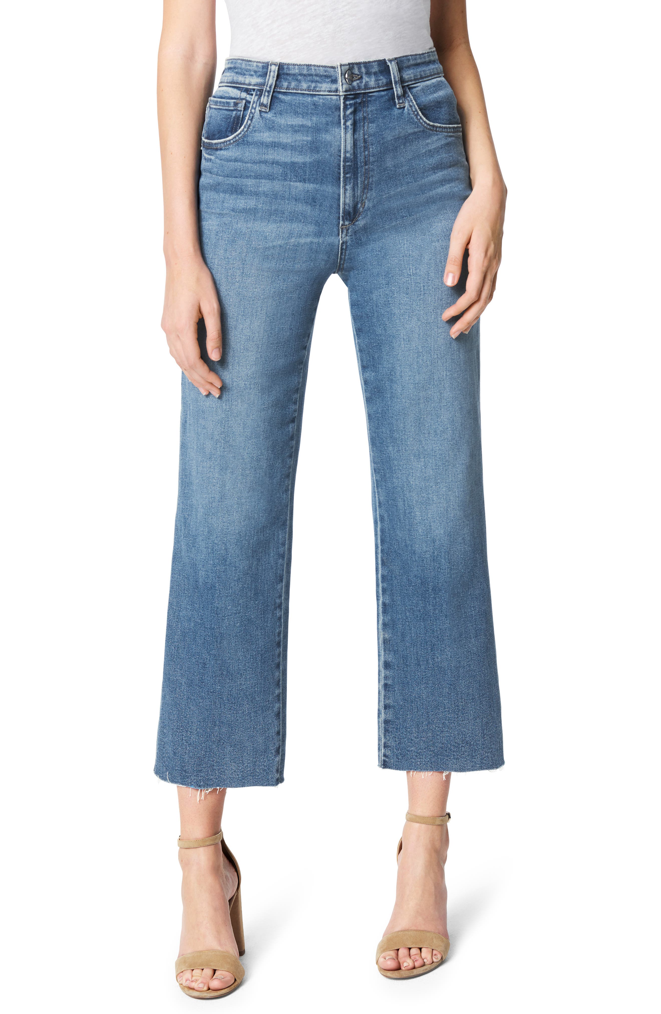 wide leg cropped jeans raw hem